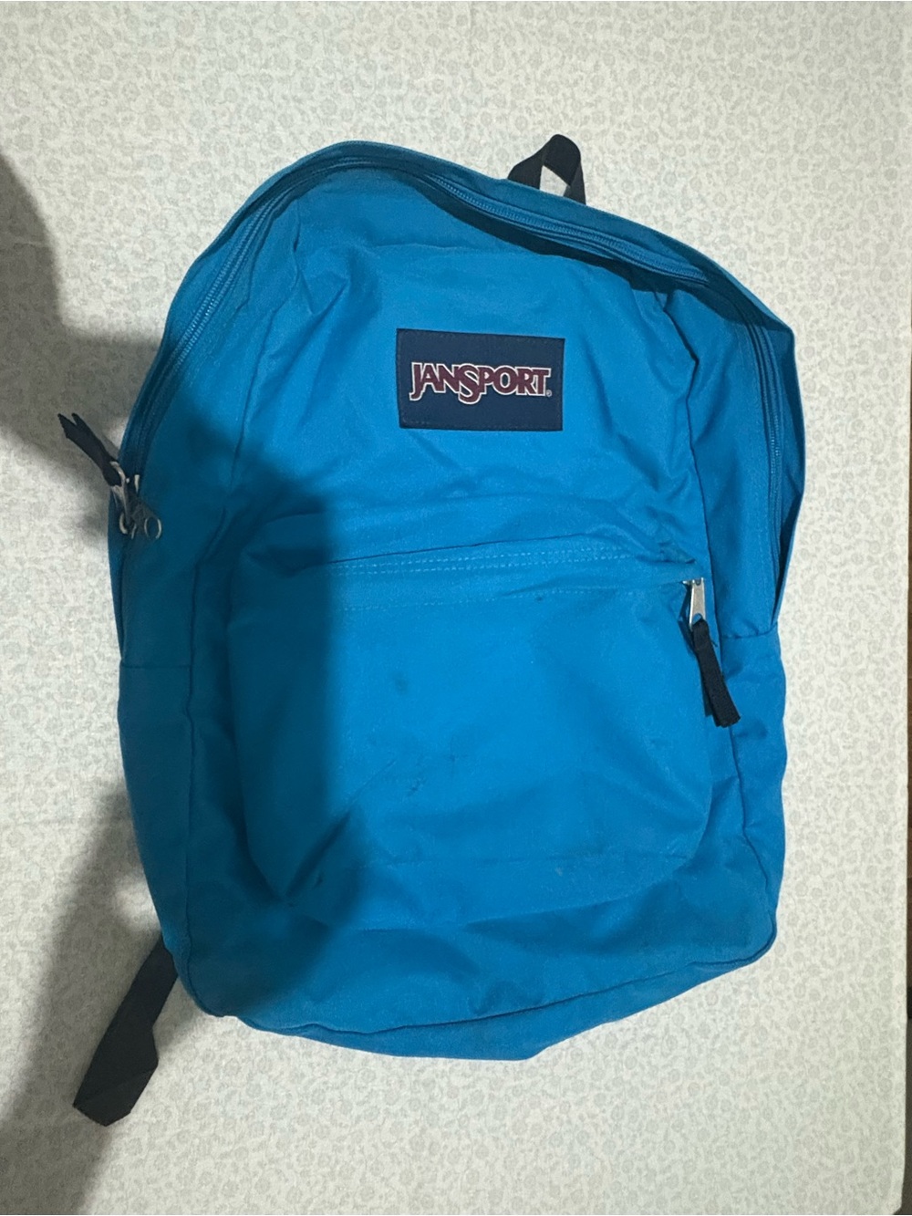 JanSport Blue/Black Backpack Logo Accent Front Zip Pocket Zip Closure